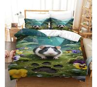 XPASHIQWC 3D Print Guinea Pig Duvet Cover Set Bedding Set Forest Fern with Pillow Cases Hidden Zipper for Kid Teens Boys And Girls King（220x240cm）