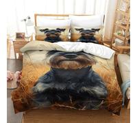 XPASHIQWC 3D Print Schnauzer Duvet Cover Set Bedding Set Autumn Wheat Field with Pillow Cases Hidden Zipper for Kid Teens Boys And Girls Double（200x200cm）