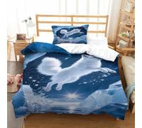 XPASHIQWC 3D Printed Arctic Fox Duvet Cover Set Ice Microfiber with Zipper Closure for Kids Boys Girls Bedding Set Single（135x200cm）