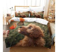 XPASHIQWC 3D Printed Cockapoo Bedding Set Microfiber Cute Dog with Zipper Closure,Soft Microfiber Quilt Cover Single Bedroom Dorm Decor King（220x240cm）