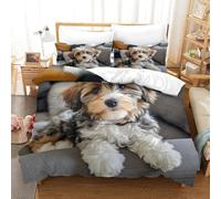 XPASHIQWC 3D Printed Cockapoo Bedding Set Microfiber Cute Dog with Zipper Closure,Soft Microfiber Quilt Cover Single Bedroom Dorm Decor King（220x240cm）