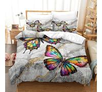 XPASHIQWC 3D Printed Colorful Butterfly Duvet Cover Set Bedding Set Marble Pattern Hidden Zipper for Kid Teens Boys And Girls Man for Adults Bedroom Decoration King（220x240cm）