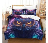 XPASHIQWC 3D Printed Cyberpunk Owl Duvet Cover Set Microfiber with Zipper Closure for Kids Boys Girls Modern Bedroom Decor Double(200x200cm)