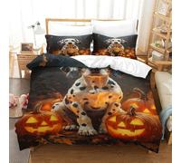 XPASHIQWC 3D Printed Dalmatian Quilt Cover Jack-o'-lantern with Hidden Zipper Microfiber for Kids Boys Girls Modern Bedroom Decor King（220x240cm）