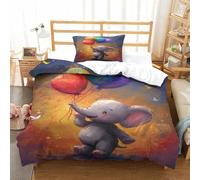 XPASHIQWC 3D Printed Elephant Duvet Cover Set Bedding Set Colorful Balloons Hidden Zipper for Kid Teens Boys And Girls Man for Adults Bedroom Decoration Single（135x200cm）