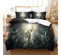 XPASHIQWC 3D Printed Holy Knight Bedding Set Microfiber Devil's War with Zipper Closure,Soft Microfiber Quilt Cover Single Bedroom Dorm Decor Double（200x200cm）
