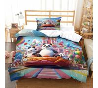 XPASHIQWC 3D Printed Pandas Bedding Set Microfiber Hot Air Balloons with Zipper Closure,Soft Microfiber Quilt Cover Single Bedroom Dorm Decor Single(135x200cm)