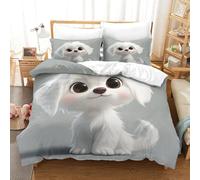 XPASHIQWC 3D Printed Poodle Bedding Set Microfiber Cute Dog with Zipper Closure,Soft Microfiber Quilt Cover Single Bedroom Dorm Decor Double(200x200cm)