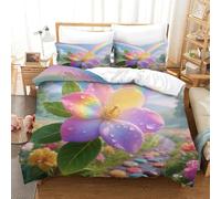 XPASHIQWC 3D Printed Rainbow Gardenia Bedding Set Microfiber Colorful Path with Zipper Closure,Soft Microfiber Quilt Cover Single Bedroom Dorm Decor Double（200x200cm）