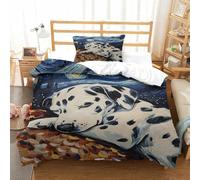 XPASHIQWC 3D Printing Dalmatian Microfiber Duvet Cover Starry Night with Hidden Zipper And Pillow Cases for Adults Bedroom Decor Single（135x200cm）