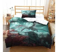 XPASHIQWC 3D Printing Dragon Microfiber Duvet Cover Moody Sky with Hidden Zipper And Pillow Cases for Adults Bedroom Decor Single（135x200cm）