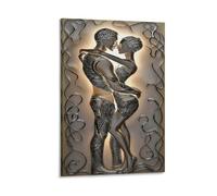 XPASHIQWC African Couple Relief Poster Artwork Abstract Body Sculpture Canvas Prints Picture Modern Wall Art Picture Wall Hanging for Living Room Home Decorations 12x18inch(30x45cm)