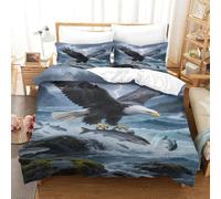 XPASHIQWC Bald Eagle 3D Print 3 Pieces Comforter Cover Ocean Lightning with Pillow Cases Hidden Zipper for Adults Bedroom Decoration King（220x240cm）