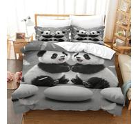 XPASHIQWC Black-white Pandas 3 Pieces 3D Printed Microfiber Duvet Cover Set Feather with Pillow Cases for Bedroom Dorm Decor King（220x240cm）