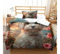 XPASHIQWC Cockapoo 3D Print 3 Pieces Cute Dog With Zipper Closure For Kids Boys Teen Men Soft Lightweight Quilt Cover Bedroom Dorm Decor Single（135x200cm）