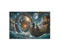 XPASHIQWC Couple Rowboat Poster Artwork Time Vortex Giclee Canvas Prints Modern Canvas Wall Art Picture Wall Hanging for Bathroom Wall Decor 24x36inch(60x90cm)