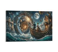 XPASHIQWC Couple Rowboat Poster Artwork Time Vortex Giclee Canvas Prints Modern Wall Art Picture Wall Hanging for Home Decorations 16x24inch(40x60cm)