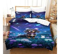 XPASHIQWC Dachshund 3D Printing Duvet Cover 3 Pcs Bedding Set Night Sky Hidden Zipper Microfiber for Kid Teens Boys And Girls King（220x240cm）