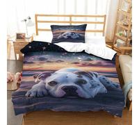 XPASHIQWC Dalmatian 3 Pieces 3D Printed Comforter Cover Beach Starlit Sky Microfiber With Zipper Closure for Modern Bedroom Decor Single（135x200cm）