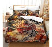 XPASHIQWC Dalmatian 3 Pieces 3D Printed Comforter Cover Christmas Scene With Zipper Closure for Kids Boys Girls Bedroom Decor Double（200x200cm）