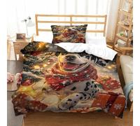 XPASHIQWC Dalmatian 3 Pieces 3D Printed Comforter Cover Christmas Scene With Zipper Closure for Kids Boys Girls Bedroom Decor Single（135x200cm）