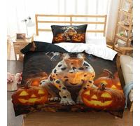 XPASHIQWC Dalmatian 3D Printed Microfiber Duvet Cover Set Jack-o'-lantern with Zipper Closure for Bedroom Dorm Decor Single（135x200cm）