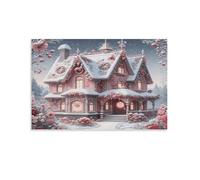 XPASHIQWC Fairy Tale Cottage Wall Decor Poster Pink Winter Giclee Canvas Prints Modern Wall Art Picture Wall Hanging for Home Decorations 24x36inch(60x90cm)