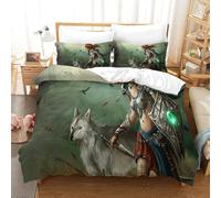 XPASHIQWC Female Warrior 3 Pcs 3D Print Bedding Set Wilderness Jungle Microfiber with Zipper Closure for Adults Bedroom Decoration Double（200x200cm）