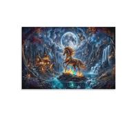 XPASHIQWC Fire Horse Wall Decor Poster Starry Moonlit Sky Canvas Prints Picture Modern Canvas Wall Art Picture Wall Hanging for Bedroom Living Room Decor 20x30inch(50x75cm)