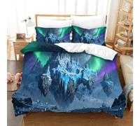 XPASHIQWC Floating Ice Castle 3 Pieces 3D Printed Microfiber Duvet Cover Set Northern Lights with Pillow Cases for Bedroom Dorm Decor Double（200x200cm）