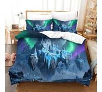 XPASHIQWC Floating Ice Castle 3D Print Bedding Set Northern Lights with Hidden Zipper And Pillow Casesfor Kid Teens Boys And Girls Single（140x200cm）