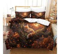XPASHIQWC Fox 3D Printed Microfiber Duvet Cover Set Moonlight Autumn Tree with Hidden Zipper for Teens Bedroom Double（200x200cm）