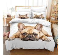 XPASHIQWC FRENCH BULLDOG 3 Pieces 3D Printed Comforter Cover Cute Dog Microfiber With Zipper Closure for Modern Bedroom Decor Double（200x200cm）