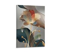 XPASHIQWC Gilded Line Floral Art Poster Artwork Canvas Prints Picture Modern Wall Art Picture Wall Hanging for Living Room Bedroom Home Decorations 20x30inch(50x75cm)