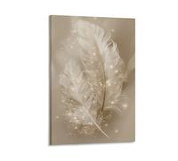 XPASHIQWC Glowing Feather Wall Decor Poster Golden Healing Canvas Prints Picture Modern Canvas Wall Art Picture Wall Hanging for Dining Room Kitchen Home Office Decor 20x30inch(50x75cm)