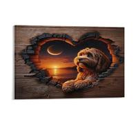 XPASHIQWC Golden Dog Wall Decor Poster Heart-shaped Broken Wall Canvas Prints Picture Modern Canvas Wall Art Picture Wall Hanging for Living Room Home Decorations 16x24inch(40x60cm)