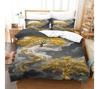 XPASHIQWC Golden Tree of Life 3D Print Bedding Set Full Moon Landscape with Hidden Zipper Microfiber for Modern Bedroom Decoration Single（140x200cm）