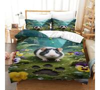XPASHIQWC Guinea Pig 3 Pieces 3D Printed Comforter Cover Forest Fern Microfiber With Zipper Closure for Modern Bedroom Decor Double（200x200cm）