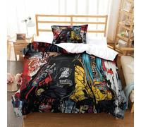 XPASHIQWC Japanese Geisha 3D Print 3 Pieces Comforter Cover Colorful Graffiti with Pillow Cases Hidden Zipper for Adults Bedroom Decoration Single（135x200cm）