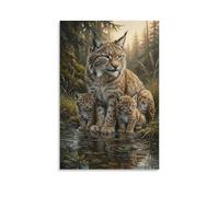 XPASHIQWC Lynx Poster Artwork Forest Stream Canvas Prints Picture Modern Canvas Wall Art Picture Wall Hanging for Office Gym Living Room Decor 12x18inch(30x45cm)