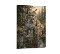 XPASHIQWC Lynx Poster Artwork Forest Stream Giclee Canvas Prints Modern Canvas Wall Art Picture Wall Hanging for Bedroom Living Room Decor 12x18inch(30x45cm)