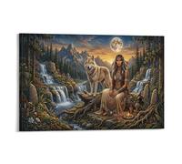 XPASHIQWC Native American Poster Artwork Woman Shaman Giclee Canvas Prints Modern Wall Art Picture Wall Hanging for Living Room Bedroom Home Decorations 12x18inch(30x45cm)
