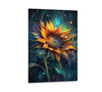 XPASHIQWC Neon Sunflower Poster Artwork Giclee Canvas Prints Modern Wall Art Picture Wall Hanging for Bathroom Wall Decor 08x12inch(20x30cm)