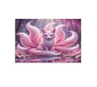 XPASHIQWC Pink Crystal Nine-Tailed Fox Poster Artwork Canvas Prints Picture Modern Wall Art Picture Wall Hanging for Home Decorations 16x24inch(40x60cm)
