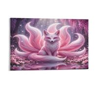 XPASHIQWC Pink Crystal Nine-Tailed Fox Poster Artwork Giclee Canvas Prints Modern Wall Art Picture Wall Hanging for Living Room Home Decorations 20x30inch(50x75cm)