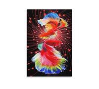 XPASHIQWC Rainbow Betta Fish Wall Decor Poster Canvas Prints Picture Modern Canvas Wall Art Picture Wall Hanging for Bedroom Living Room Decor 16x24inch(40x60cm)