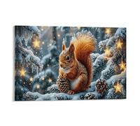 XPASHIQWC Red Squirrel Poster Artwork Snowy Pine Branch Giclee Canvas Prints Modern Wall Art Picture Wall Hanging for Office Gym Living Room Decor 16x24inch(40x60cm)