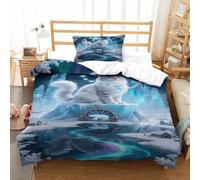 XPASHIQWC Siberian Forest Cat 3 Pieces 3D Printed Comforter Cover Ice Snow World With Zipper Closure for Kids Boys Girls Bedroom Decor Single（135x200cm）