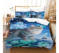 XPASHIQWC Siberian Forest Cat 3 Pieces 3D Printed Comforter Cover Set Ice Snow World with Pillow Cases Microfiber for Modern Bedroom Decor King（220x240cm）