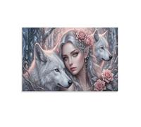 XPASHIQWC Silver-haired Elf Maiden Poster Artwork Icy Magic Forest Giclee Canvas Prints Modern Wall Art Picture Wall Hanging for Dining Room Kitchen Home Office Decor 20x30inch(50x75cm)